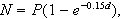 $N=P(1-e^{-0.15d}),$