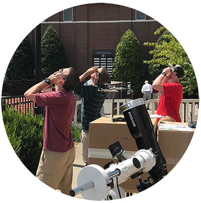 Image of Radford University students observing the solar eclipse in Nashville, Tennessee as part of the Project CATE Experiment