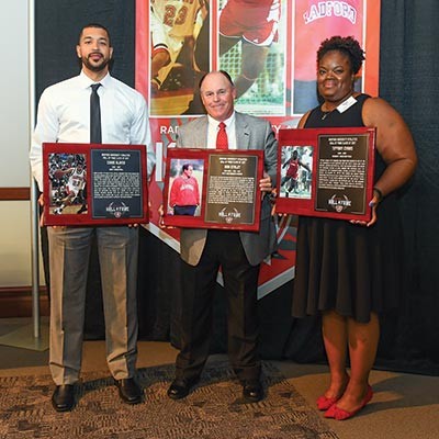 Chris Oliver '07, Don Stanley, and Tiffany Evans '07 are inducted into the Radford University Athletics Hall of Fame