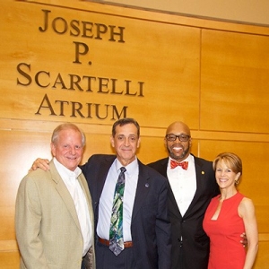 Joseph Scartelli and Radford University president Dr. Hemphill in the new Joseph P. Scartelli Atrium in the Covington Center