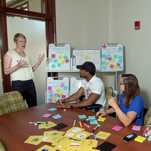 Radford University marketing professor Jane Machin designs board games with students