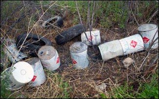 toxic waste barrels spilled