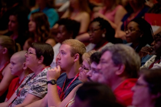 Transfer students, friends and family listen during the opening session of 2015 Transfer Quest