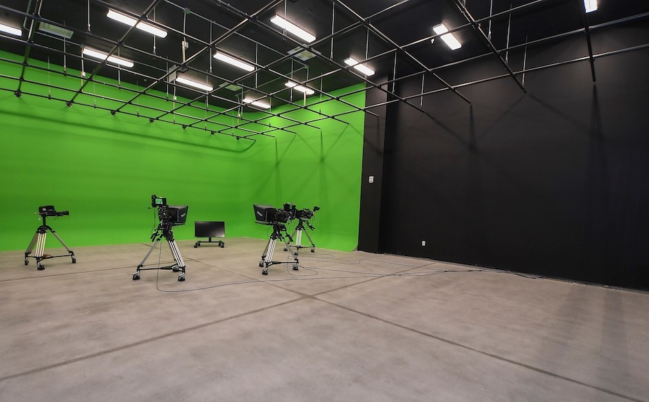 video studio with "green screen"