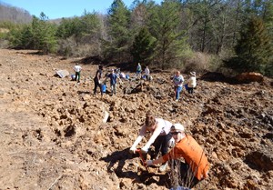Radford University students and faculty traveled to eastern Kentucky during spring break to plant hundreds of trees.