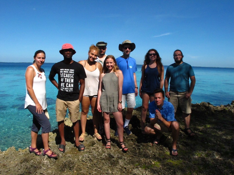 Assistant Professor Theresa Schroeder, left, with the group of students in Cuba.