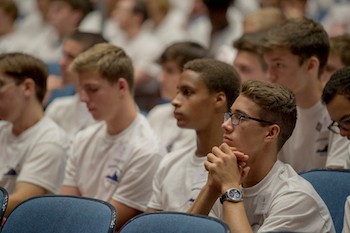 Boys State participants listen to a speaker