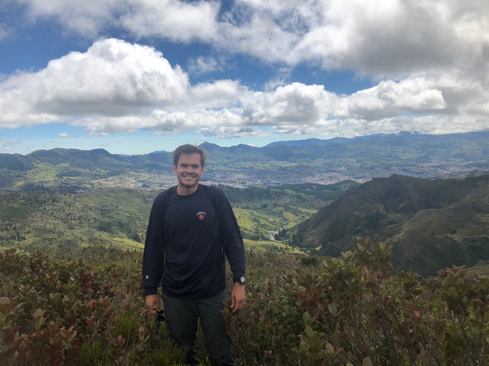Conner Philson in the Andes Mountains during his summer research visit to the Galapagos Islands.  - Photo by Christine Parent 
