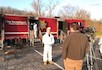 Nick Brown talks with the media during the arson investigation exercise