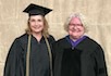 Kathy Douglas '93, MSW '08 (left) and Professor Emeritus of Social Work Alice King-Ingham (right) before the 2018 Spring Graduate Hooding Ceremony.