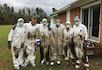 Swapping lab coats for Tyvek protective gear, DPT students Ross Copeland, Ashley Humphreys and Garrett VanNutt joined a team of volunteers to help North Carolina residents whose homes were damaged by flooding related to the recent Hurricane Florence..