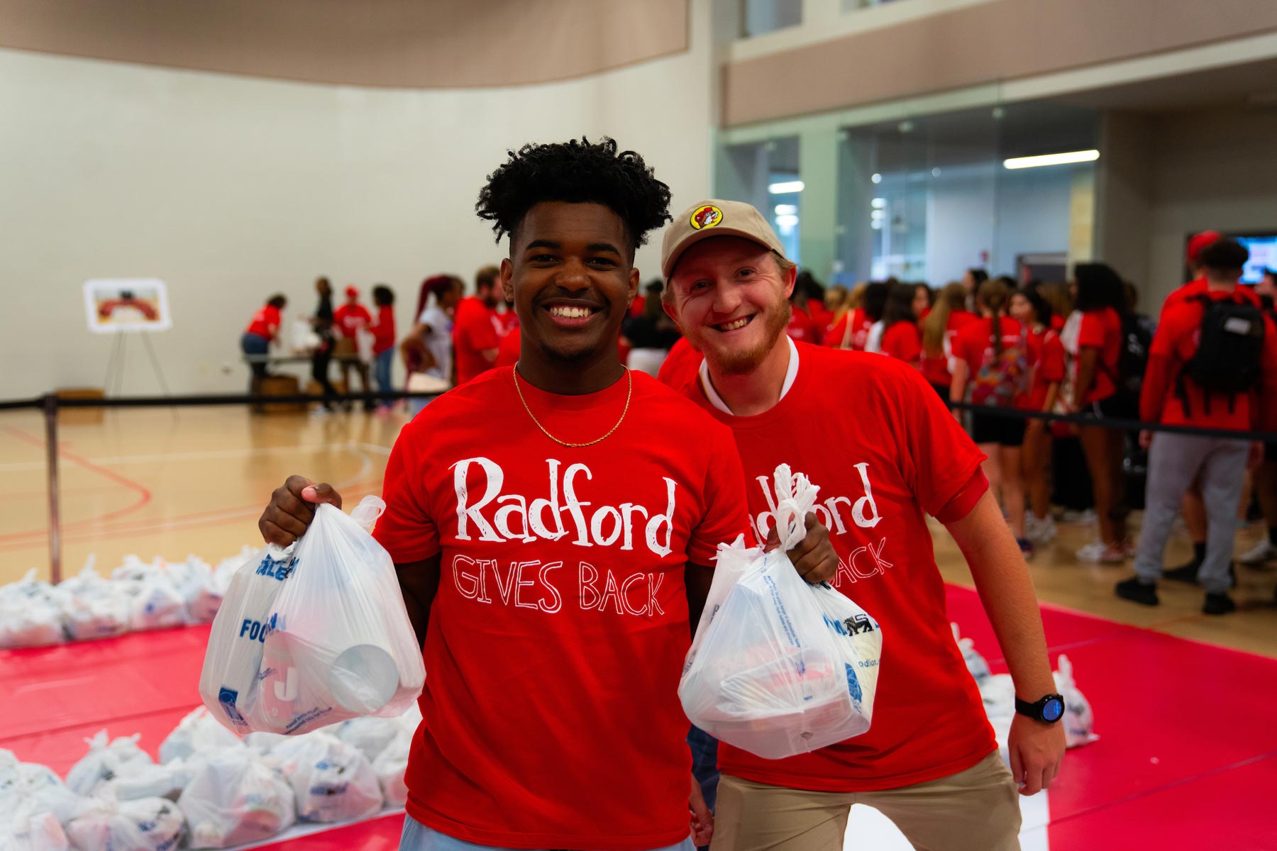 male students together during Radford Gives Back event