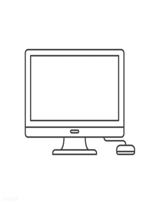 Sketch of a computer monitor and a mouse.