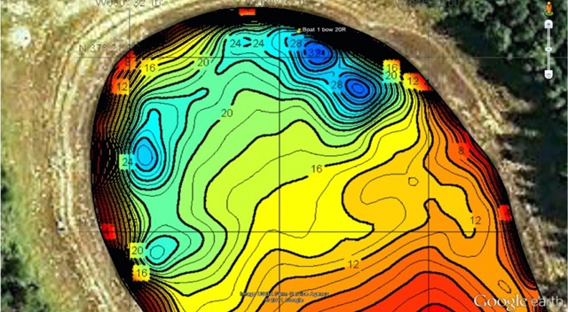 Closeup of bathymetric map from SONAR survey conducted on Aug. 17, 2011.