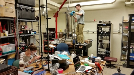 Physics research students in the lab.