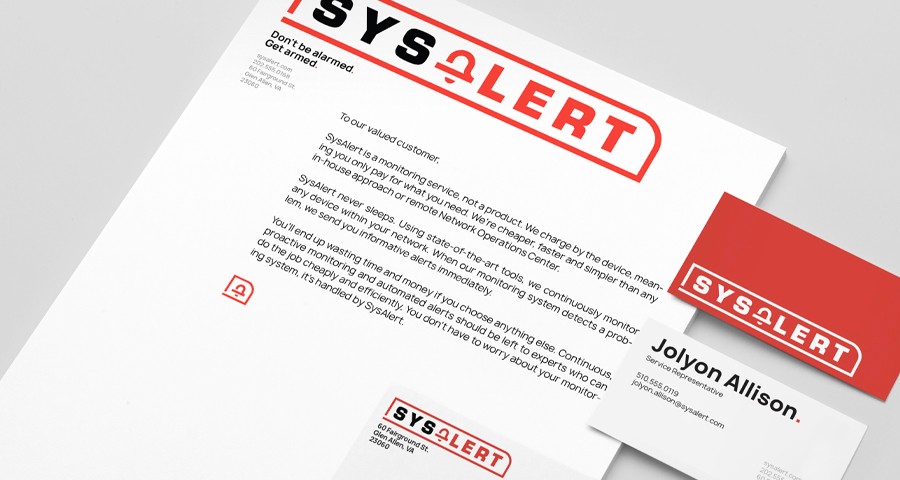 sysalert letterhead and branding items