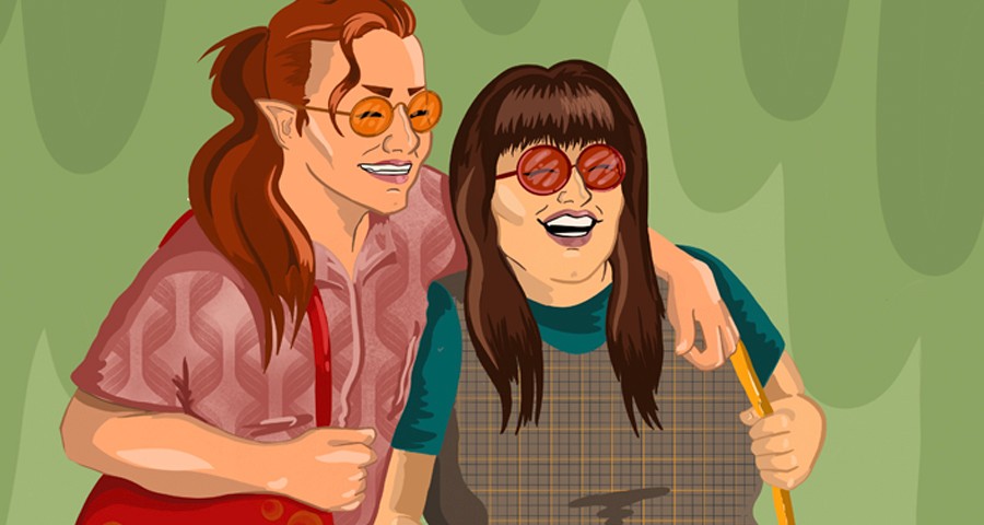 illustration of two women laughing