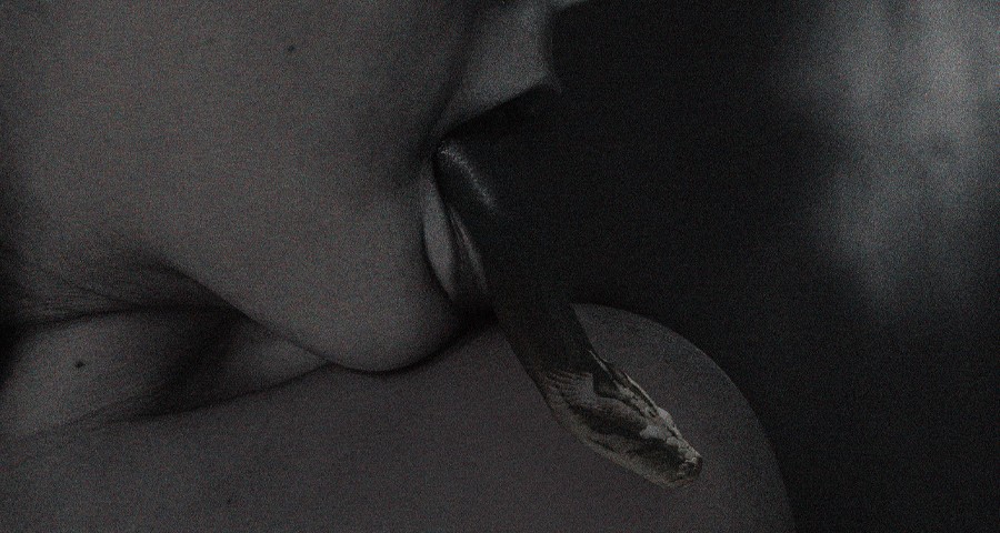 photo of mouth with snake for tongue