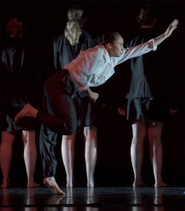 A dance student poses for Fall Dance Fest