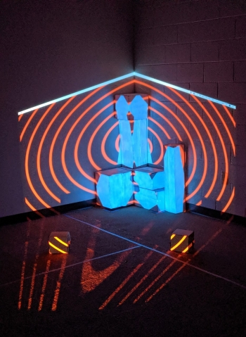A projection mapping project set up by students in ARTS 306.