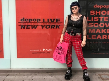 Sophie Smith stands outside of Depop headquarters in New York City