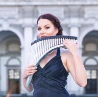Mariana Preda poses with her pan flute