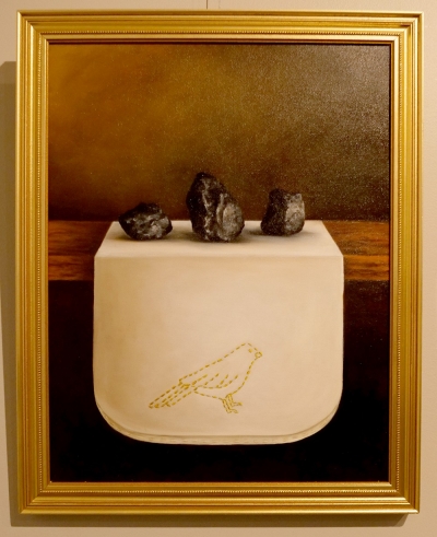Kirsten Sadler's "Still Life with Coal and Canary Cloth" received the Art Museum Purchase Award