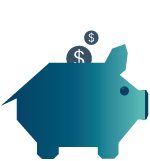 Cost-effective piggy bank icon