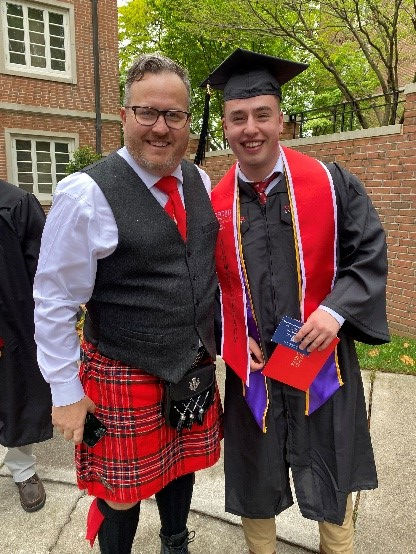 Bruce Hayden, Associate Dean of Student with son Austin, class of 2022