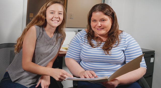 Research Rookie Jillian Rauch, left, with faculty mentor Nicole Iannone, Ph.D., assistant professor of psychology