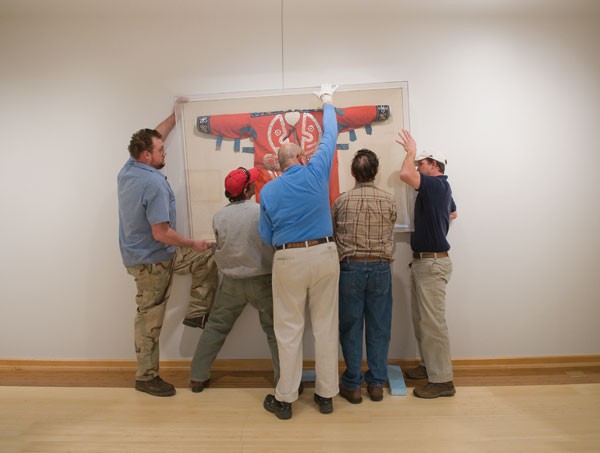hanging art for the VMFA exhibition