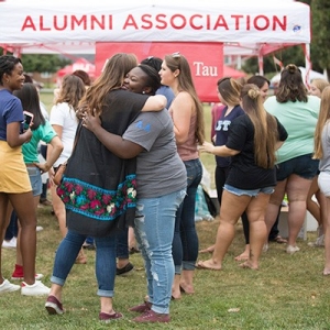 Alumni embrace at Radford University's Homecoming 2017