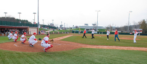 first pitches at the newly renovated stadium