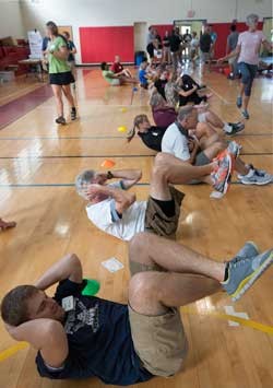 Regional PE teachers get a workout at the recent VAHPERD workshop at RU 