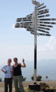 RU's Laken Cooper and Sara O'Brien pause for directions on the way to the Great Rift Valleyin Kenya 