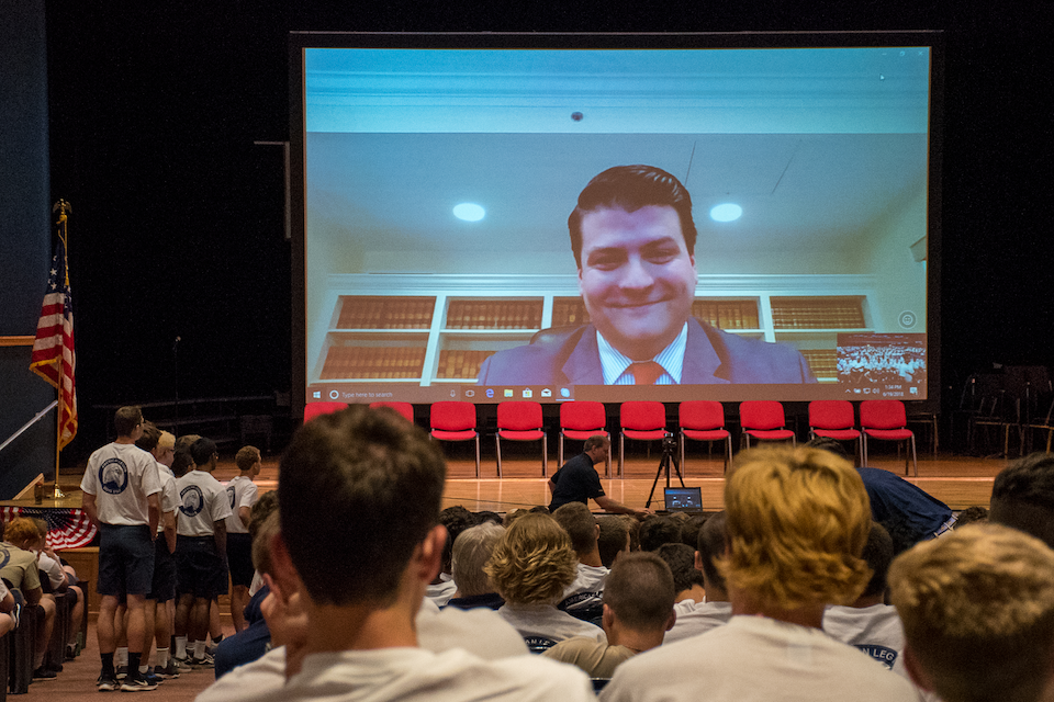 Boys State participants ask Deputy Attorney General Stephen Cobb questions.