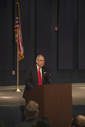 Alvarez often serves as the keynote speaker for the university’s annual Veterans Day Ceremony. 