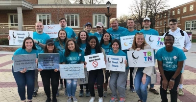 Radford University students participate in the Take Back the Night Rally on April 3.