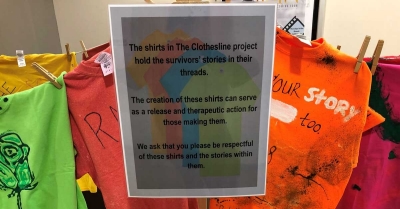 The Clothesline Project on display in the Bonnie. 