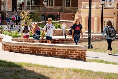 Students walk to class during their first week back on campus.