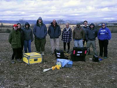 Department of Physics Professor Rhett Herman's geophysics class spent the spring semester at the New River Valley Commerce Park surveying a parcel of land targeted at a specific high-tech client.