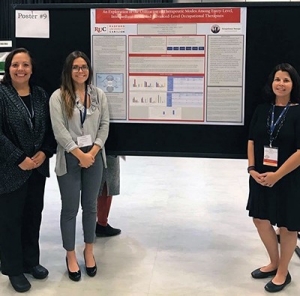 From left: capstone committee member Kerri Golden, Amy Hudkins and RUC occupational therapy student Lauren Montecalvo at the POTA Annual Conference in October 2019
