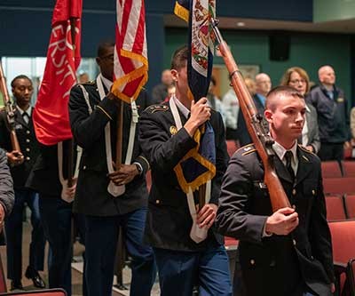 Radford University honors veterans during the November 11 Veterans Day Ceremony in the Bonnie auditorium.