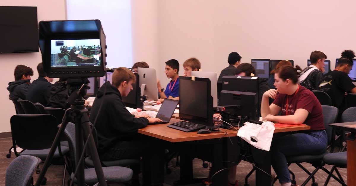 Students practice and learn cybersecurity skills during the final round of RU Secure Capture the Flag competition. 
