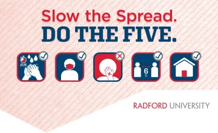 Slow the Spread. Do the Five. Radford University