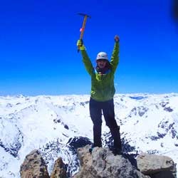 Student on the summit of Mt. Massive, Colorado