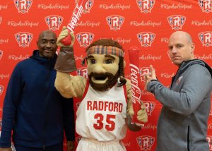 Basketball coaches and Highlander mascot