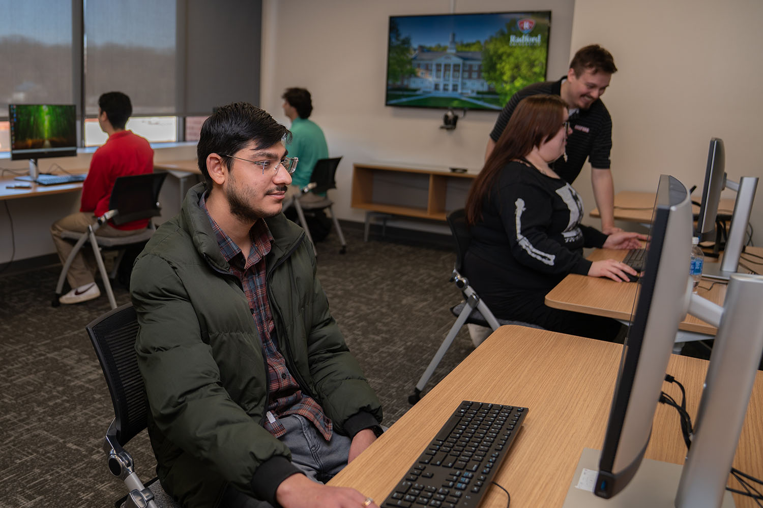 students at computers in a lab