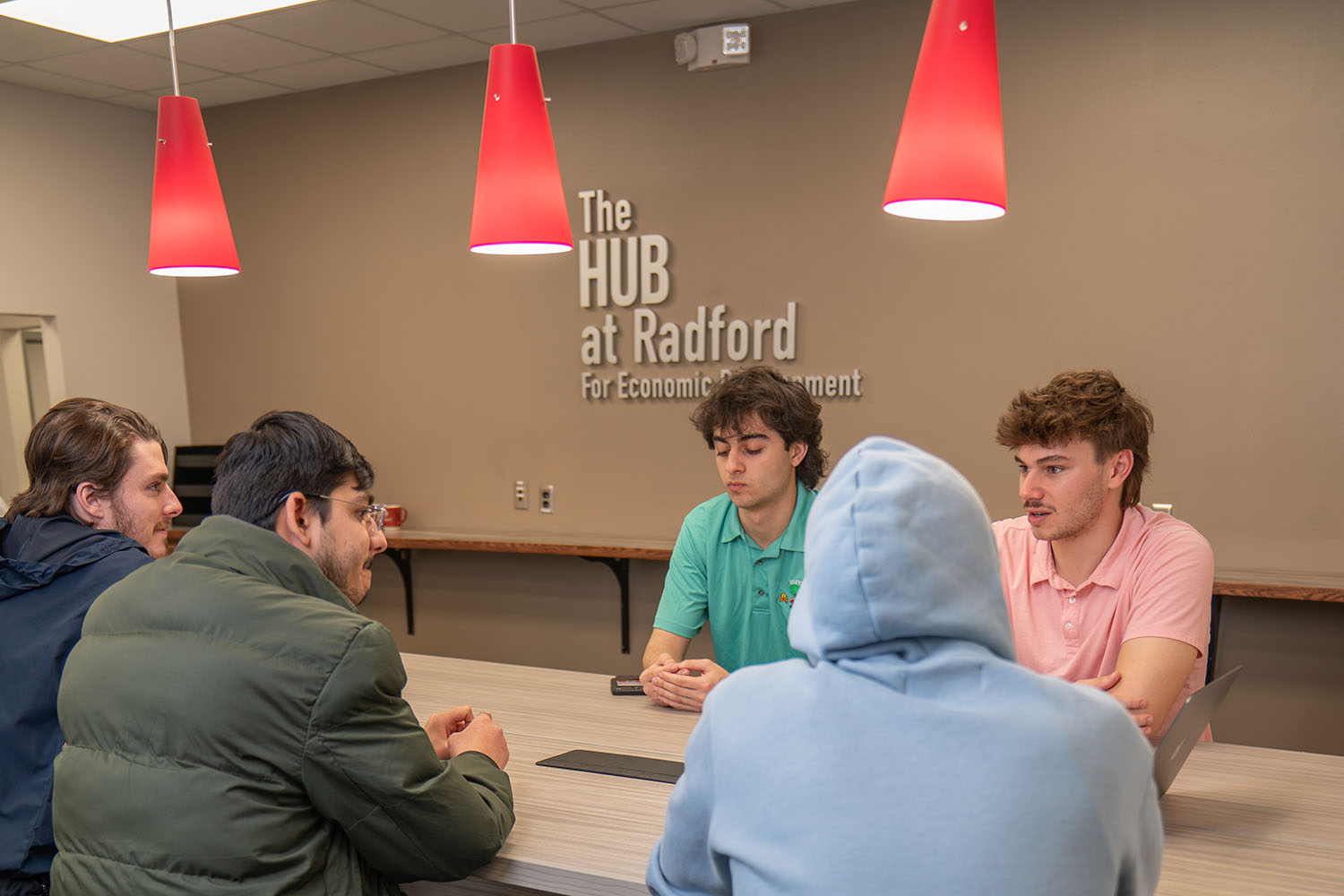 students gathered together at the HUB