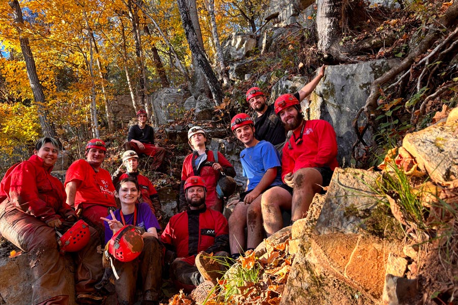 student caving